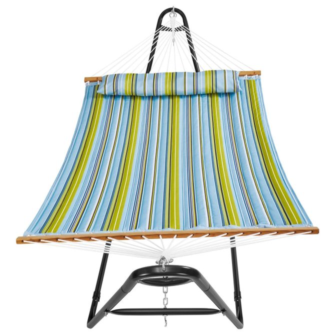 VEVOR Double Quilted Fabric Hammock Two Person Hammock with Stand 480lb Capacity - Image 11