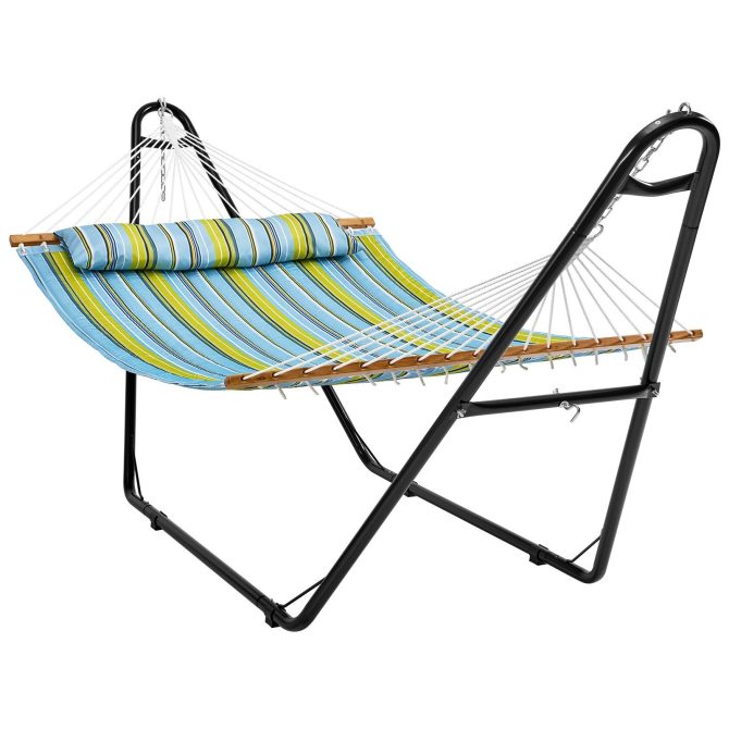 VEVOR Double Quilted Fabric Hammock Two Person Hammock with Stand 480lb Capacity - Image 9