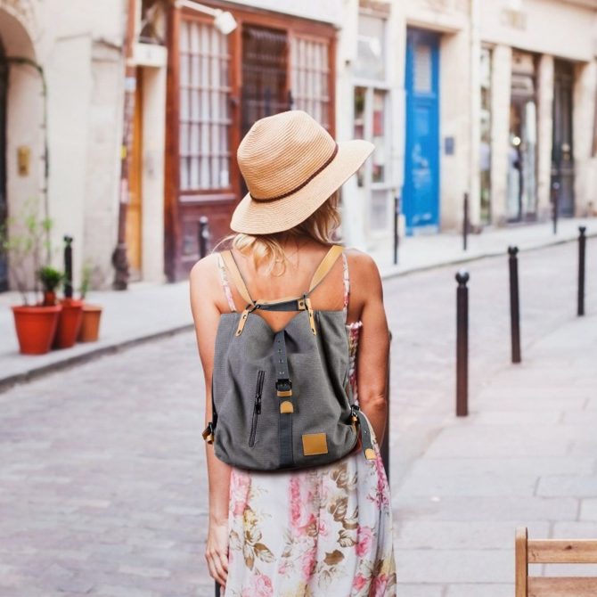 Ladies Canvas Tote Bag Multifunctional Purse Handbag Adjustable Shoulder Rucksack Convertible Backpack Wear-Resistant Dirt-Proof For Women School Office Travel - Image 10