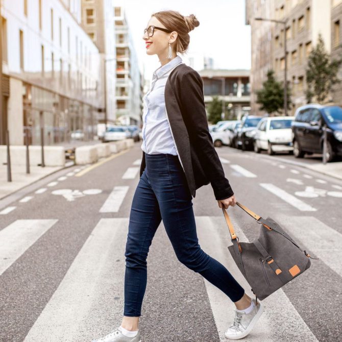 Ladies Canvas Tote Bag Multifunctional Purse Handbag Adjustable Shoulder Rucksack Convertible Backpack Wear-Resistant Dirt-Proof For Women School Office Travel - Image 11