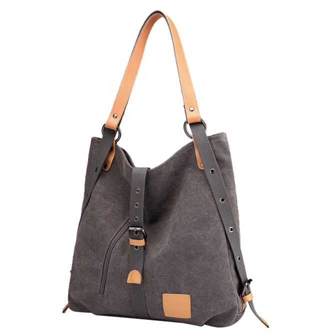 Ladies Canvas Tote Bag Multifunctional Purse Handbag Adjustable Shoulder Rucksack Convertible Backpack Wear-Resistant Dirt-Proof For Women School Office Travel - Image 12
