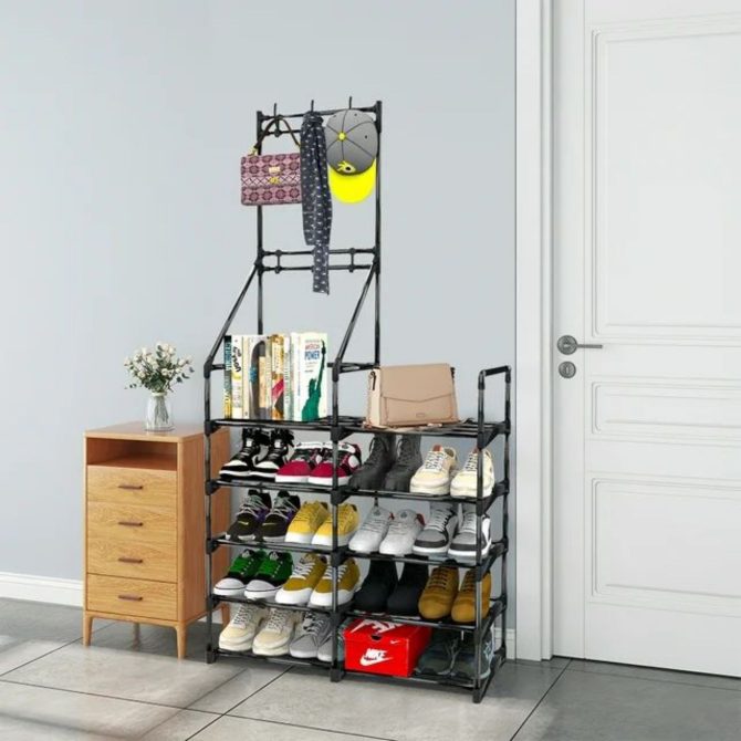 5-Tier Shoe Rack Shoe Storage Organizer, Freestanding Coat and Shoe Rack, 25-30 Pairs Shoe Shelf for Entryway Closet - Image 3