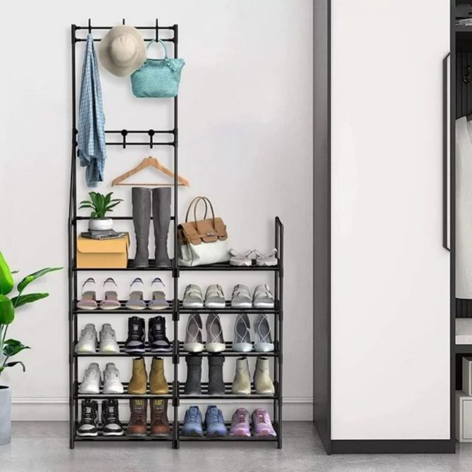 5-Tier Shoe Rack Shoe Storage Organizer, Freestanding Coat and Shoe Rack, 25-30 Pairs Shoe Shelf for Entryway Closet - Image 4