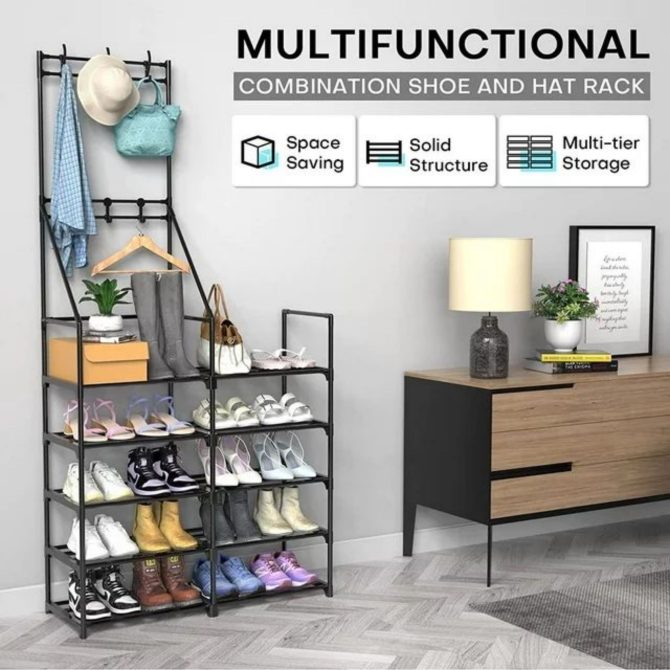 5-Tier Shoe Rack Shoe Storage Organizer, Freestanding Coat and Shoe Rack, 25-30 Pairs Shoe Shelf for Entryway Closet - Image 6