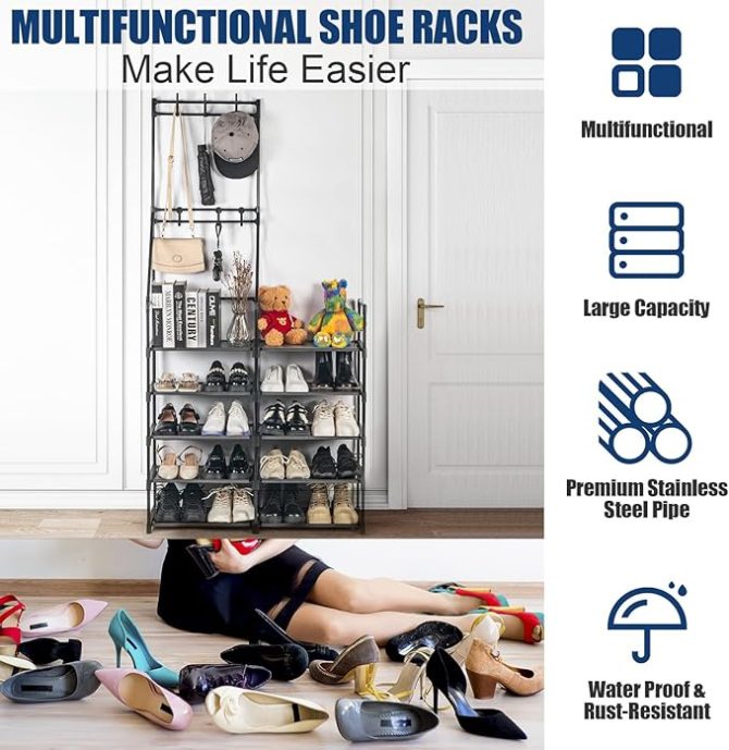 5-Tier Shoe Rack Shoe Storage Organizer, Freestanding Coat and Shoe Rack, 25-30 Pairs Shoe Shelf for Entryway Closet - Image 9
