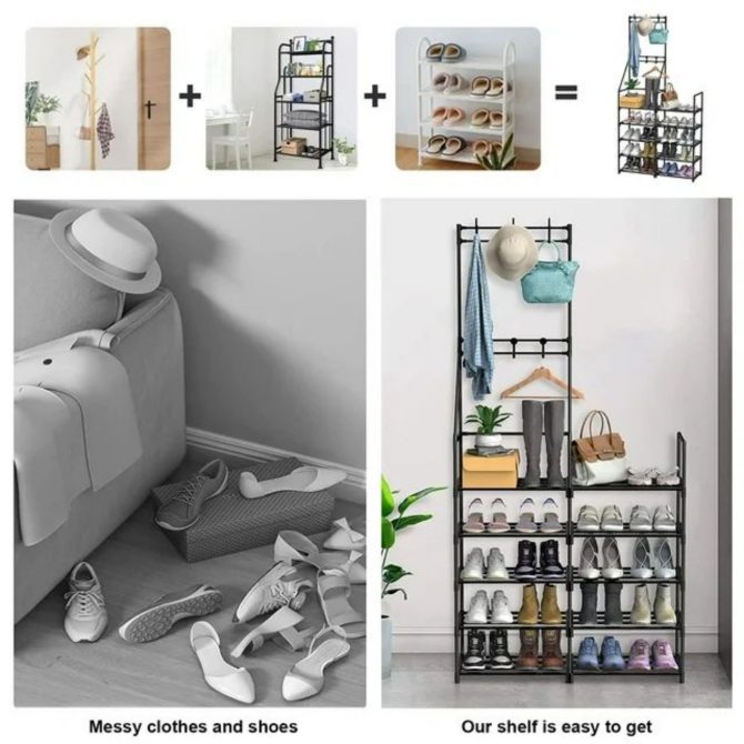 5-Tier Shoe Rack Shoe Storage Organizer, Freestanding Coat and Shoe Rack, 25-30 Pairs Shoe Shelf for Entryway Closet - Image 10