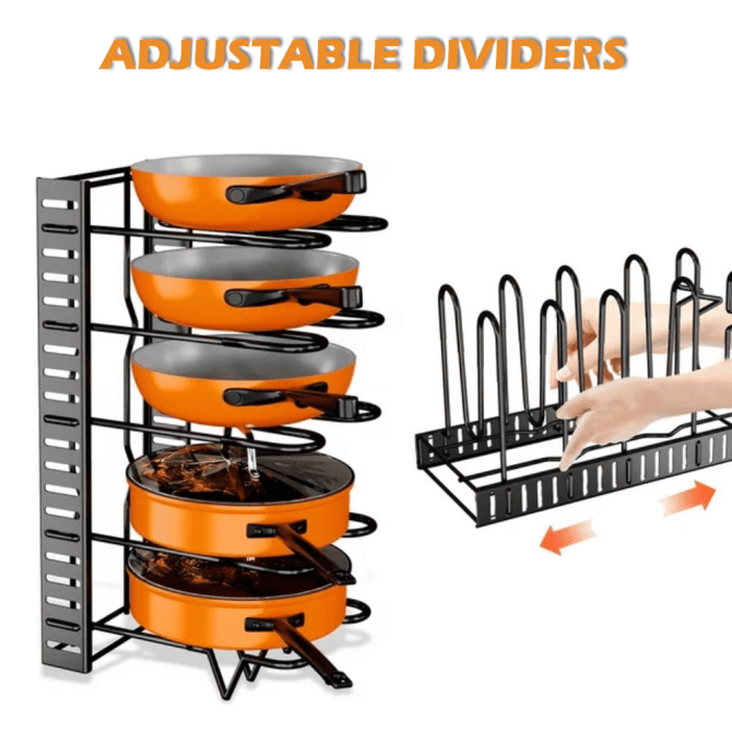 Pot Organizer Rack 8 Tiers Pots and Pans Organizer, Pot Lid Organizer for Kitchen Cabinet Cookware Organizers and Storage,Upgraded - Image 3