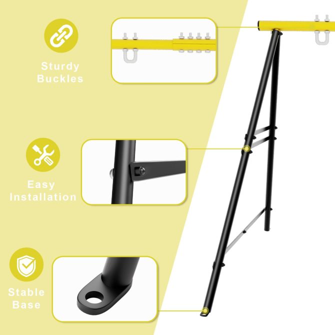 Metal Swing Stand Swing Sets for Backyard,Powder Coated Swing Frame of Swing Set with Extra Side Bars,880 Lbs Heavy-Duty A-Frame Outdoor Swing Fits Swing Chair,Porch Swing - Image 2