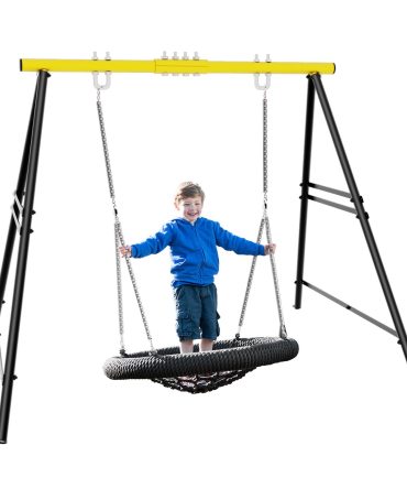 Metal Swing Stand Swing Sets for Backyard,Powder Coated Swing Frame of Swing Set with Extra Side Bars,880 Lbs Heavy-Duty A-Frame Outdoor Swing Fits Swing Chair,Porch Swing