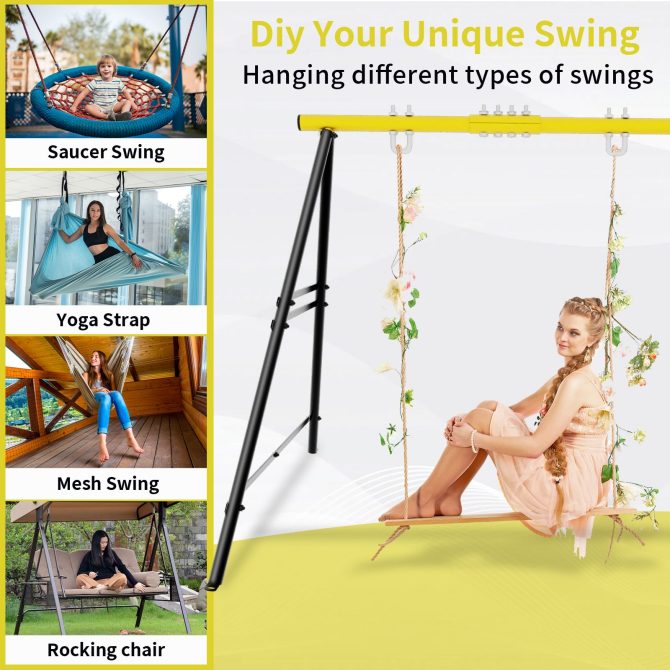 Metal Swing Stand Swing Sets for Backyard,Powder Coated Swing Frame of Swing Set with Extra Side Bars,880 Lbs Heavy-Duty A-Frame Outdoor Swing Fits Swing Chair,Porch Swing - Image 5
