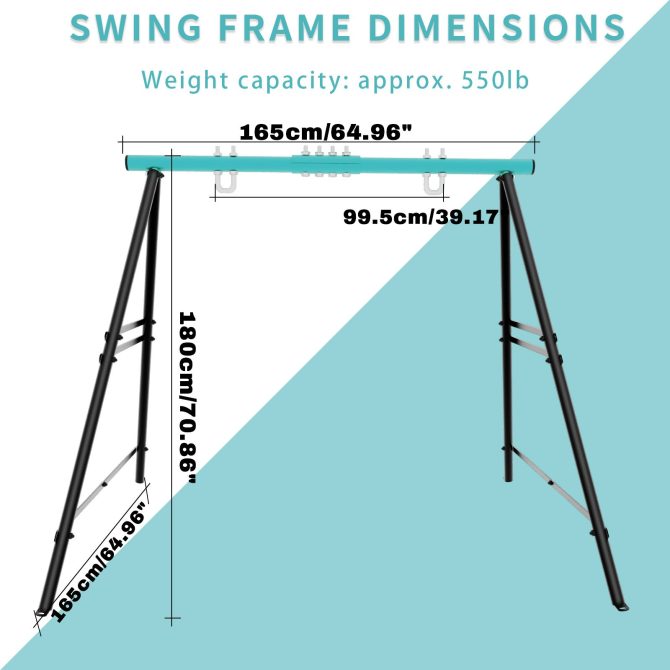 Metal Swing Stand Swing Sets for Backyard,Powder Coated Swing Frame of Swing Set with Extra Side Bars,880 Lbs Heavy-Duty A-Frame Outdoor Swing Fits Swing Chair,Porch Swing - Image 21