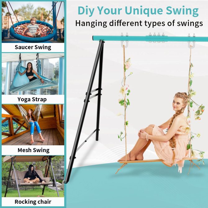 Metal Swing Stand Swing Sets for Backyard,Powder Coated Swing Frame of Swing Set with Extra Side Bars,880 Lbs Heavy-Duty A-Frame Outdoor Swing Fits Swing Chair,Porch Swing - Image 23