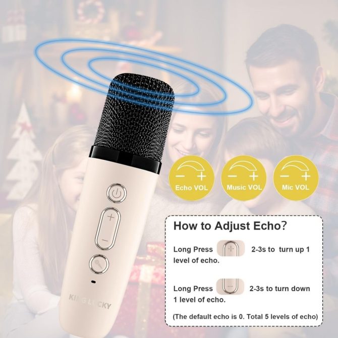 Bluetooth Karaoke Machine for Kids Adults, Portable Mini Karaoke Speaker with 2 Wireless Mic, LED Light Music Toys for Christmas Gift - Image 12