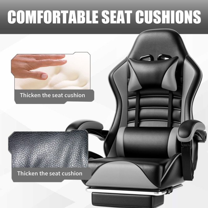 Ergonomic Gaming Chair for Adults, Comfortable Computer Chair for Heavy People, Adjustable Height Office Desk Chair with Wheels, Breathable Leather Video Game Chairs - Image 18