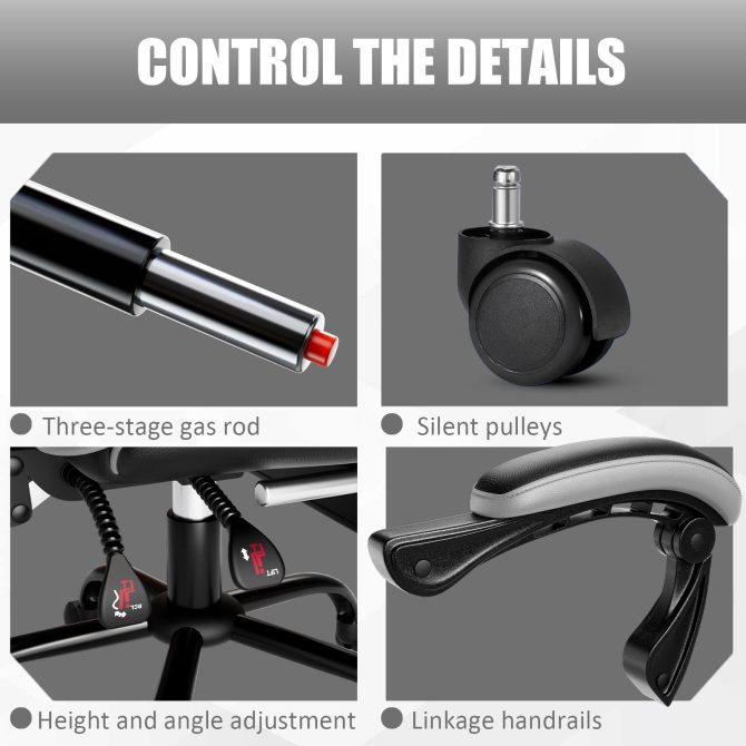 Ergonomic Gaming Chair for Adults, Comfortable Computer Chair for Heavy People, Adjustable Height Office Desk Chair with Wheels, Breathable Leather Video Game Chairs - Image 19