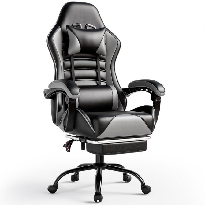 Ergonomic Gaming Chair for Adults, Comfortable Computer Chair for Heavy People, Adjustable Height Office Desk Chair with Wheels, Breathable Leather Video Game Chairs - Image 15
