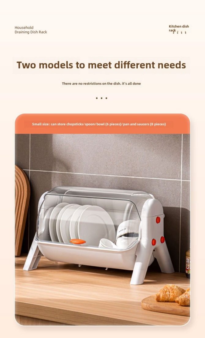 Kitchen Double Layer Cupboards Utensil Storage Box Plastic with Lid Dish Tray Drain Bowl Rack Storage Shelf - Image 6