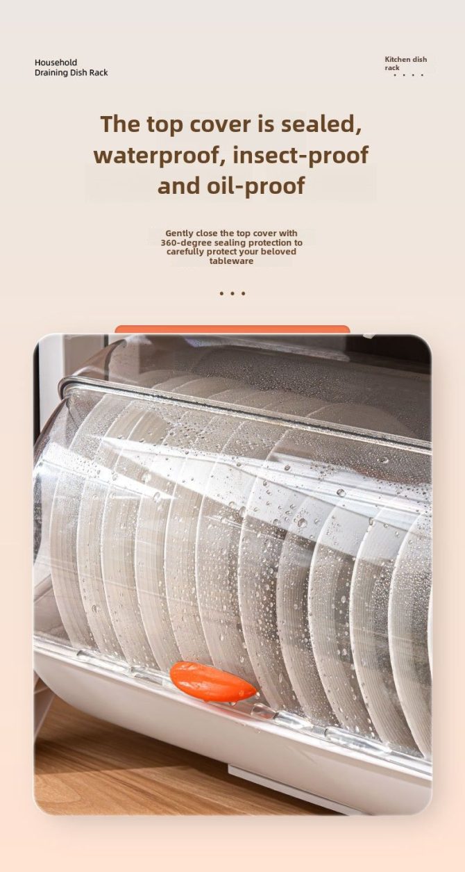 Kitchen Double Layer Cupboards Utensil Storage Box Plastic with Lid Dish Tray Drain Bowl Rack Storage Shelf - Image 7