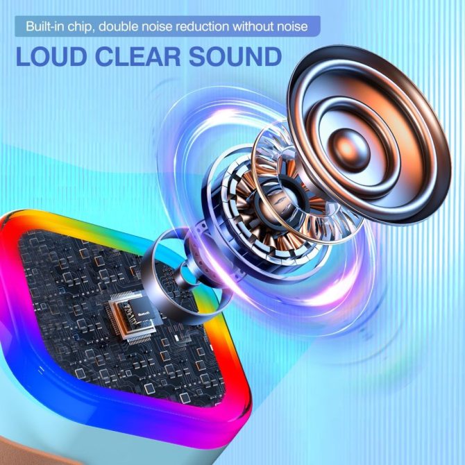 Bluetooth Karaoke Machine for Kids Adults, Portable Mini Karaoke Speaker with 2 Wireless Mic, LED Light Music Toys for Christmas Gift - Image 17