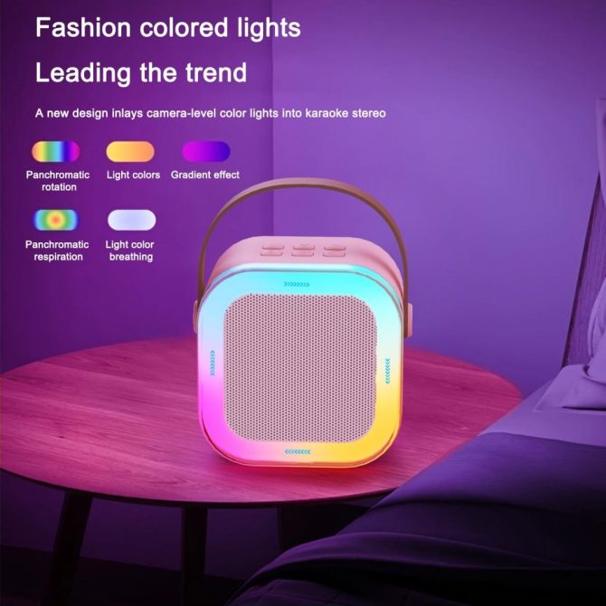 Bluetooth Karaoke Machine for Kids Adults, Portable Mini Karaoke Speaker with 2 Wireless Mic, LED Light Music Toys for Christmas Gift - Image 2