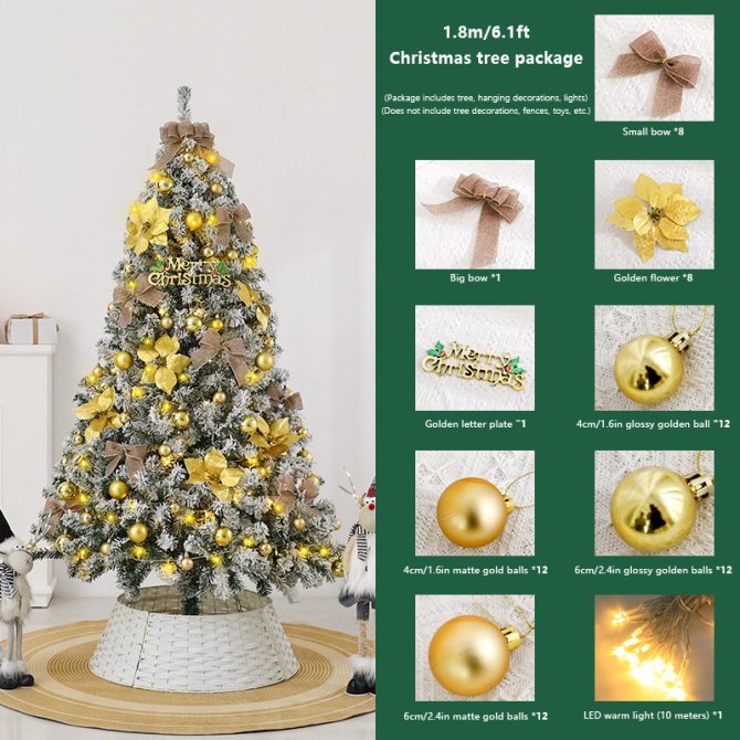 6FT Artificial Hinged Christmas Tree Snow Flocked Pine Tree with Solid Metal Stand Festival Xmas Tree for Indoor Outdoor - Image 47