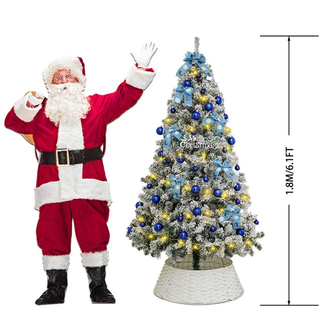 6FT Artificial Hinged Christmas Tree Snow Flocked Pine Tree with Solid Metal Stand Festival Xmas Tree for Indoor Outdoor - Image 20