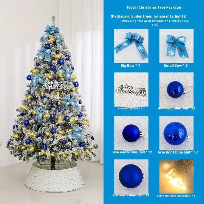 6FT Artificial Hinged Christmas Tree Snow Flocked Pine Tree with Solid Metal Stand Festival Xmas Tree for Indoor Outdoor - Image 17