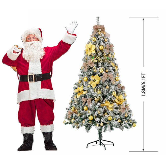 6FT Artificial Hinged Christmas Tree Snow Flocked Pine Tree with Solid Metal Stand Festival Xmas Tree for Indoor Outdoor - Image 3