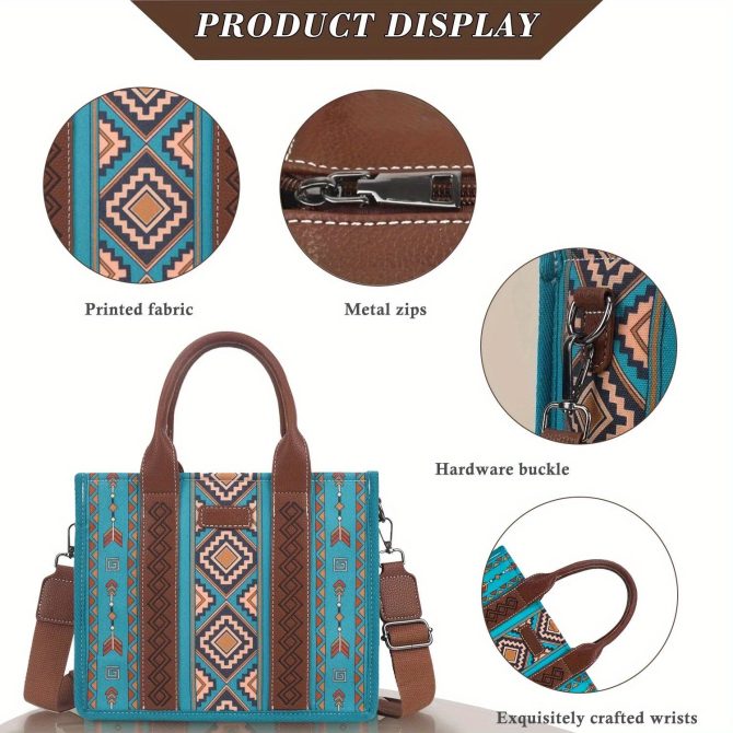 4Pcs women's purse Tote, retro work satchel lightweight, Boho chic tote everyday green - Image 2
