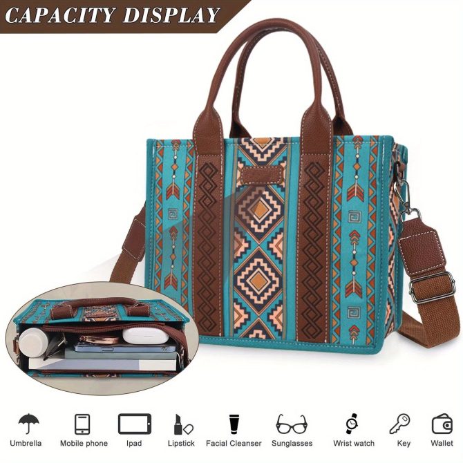 4Pcs women's purse Tote, retro work satchel lightweight, Boho chic tote everyday green - Image 3