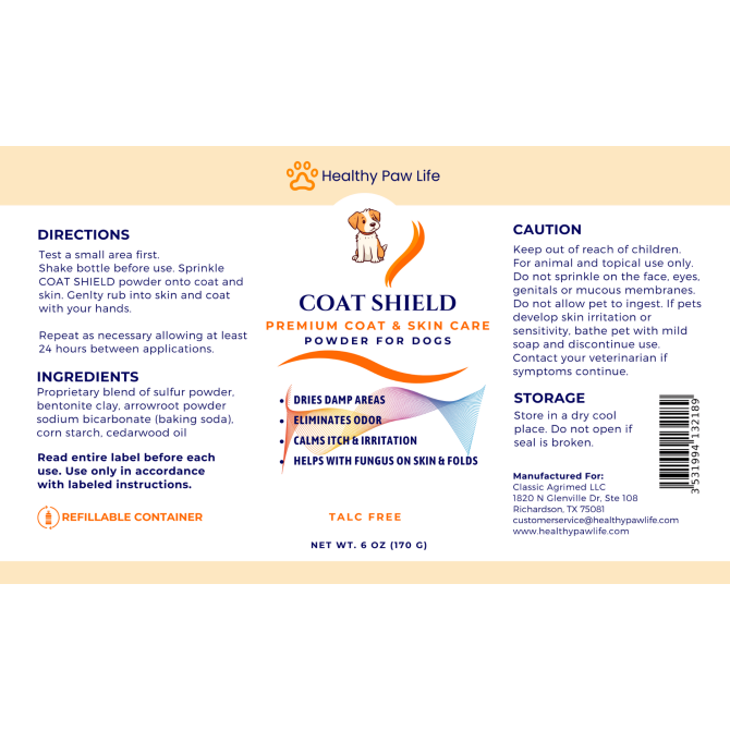 COAT SHIELD - Canine Dry Powder and Gentle Skin Cleanser for Allergies and Irritation for Dogs | Alleviate Odors and Itchiness | Holistic Remedy and Soothing Formula | Relief for Itchiness and Yeast - Image 5