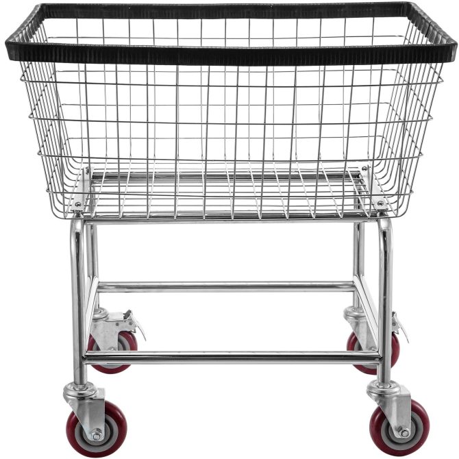VEVOR Wire Laundry Cart, 2.5 Bushel Wire Laundry Basket with Wheels, 21''x27''x27.5'' Commercial Wire Laundry Basket Cart, Steel Frame with Chrome Finish, 4inch Casters, Wire Basket Cart For Laundry - Image 11