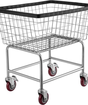 VEVOR Wire Laundry Cart, 2.5 Bushel Wire Laundry Basket with Wheels, 21''x27''x27.5'' Commercial Wire Laundry Basket Cart, Steel Frame with Chrome Finish, 4inch Casters, Wire Basket Cart For Laundry