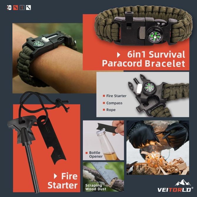 12 in 1 Emergency Survival Kit Cool Unique Fishing Hunting Anniversary Birthday Gifts for Him - Image 2