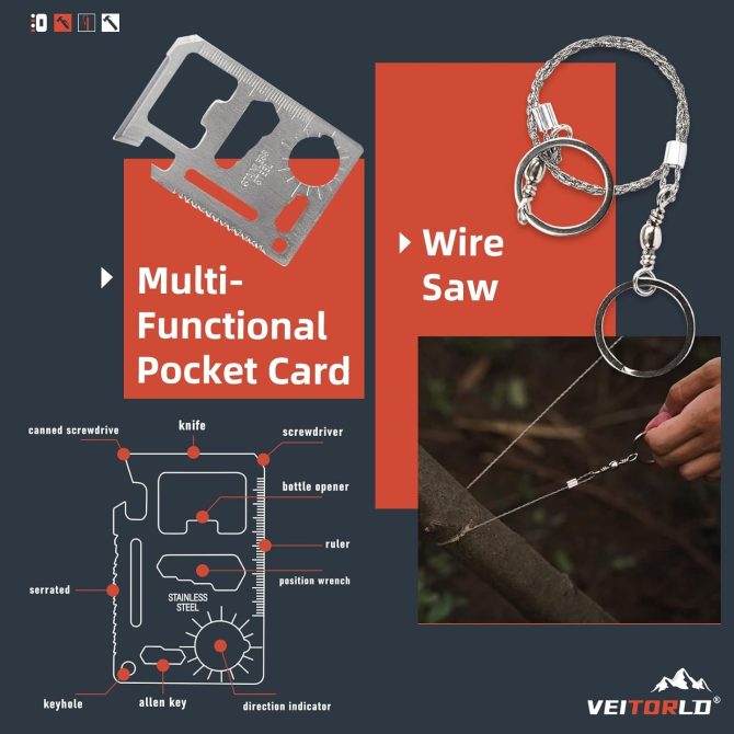 12 in 1 Emergency Survival Kit Cool Unique Fishing Hunting Anniversary Birthday Gifts for Him - Image 6