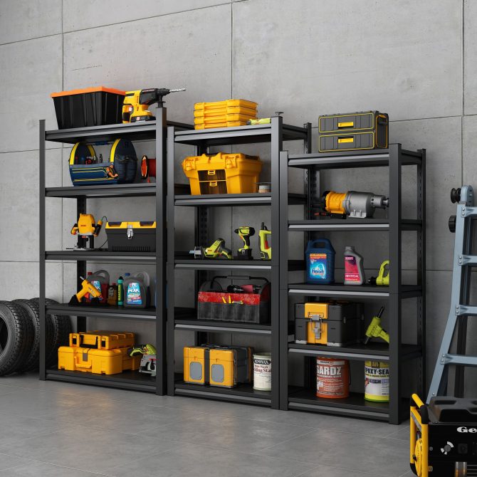 78"H 5 Tier Metal Shelves for Storage Garage Shelving 2000LBS Heavy Duty Storage Shelves Adjustable Garage Shelf Industrial Shelving Unit Storage Utility Rack,47.2"W*18"D*78"H,Black - Image 2