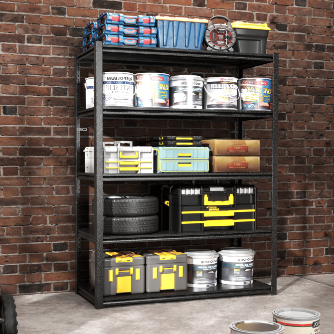 78"H 5 Tier Metal Shelves for Storage Garage Shelving 2000LBS Heavy Duty Storage Shelves Adjustable Garage Shelf Industrial Shelving Unit Storage Utility Rack,47.2"W*18"D*78"H,Black - Image 10