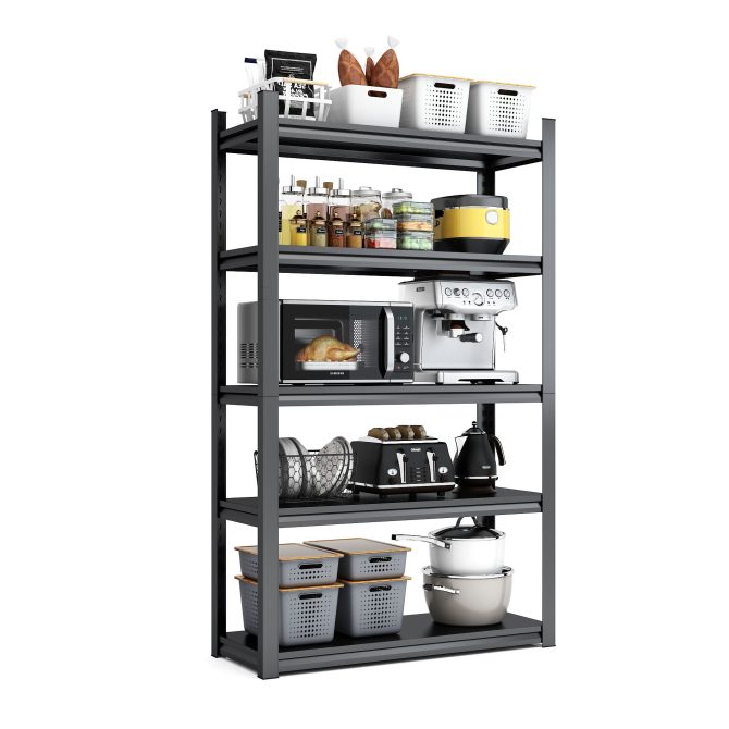 78"H 5 Tier Metal Shelves for Storage Garage Shelving 2000LBS Heavy Duty Storage Shelves Adjustable Garage Shelf Industrial Shelving Unit Storage Utility Rack,47.2"W*18"D*78"H,Black - Image 20