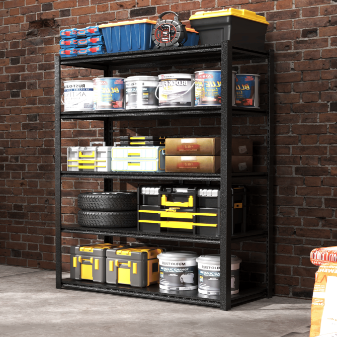 78"H 5 Tier Metal Shelves for Storage Garage Shelving 2000LBS Heavy Duty Storage Shelves Adjustable Garage Shelf Industrial Shelving Unit Storage Utility Rack,47.2"W*18"D*78"H,Black - Image 11