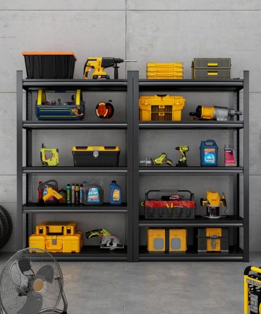 78"H 5 Tier Metal Shelves for Storage Garage Shelving 2000LBS Heavy Duty Storage Shelves Adjustable Garage Shelf Industrial Shelving Unit Storage Utility Rack,47.2"W*18"D*78"H,Black