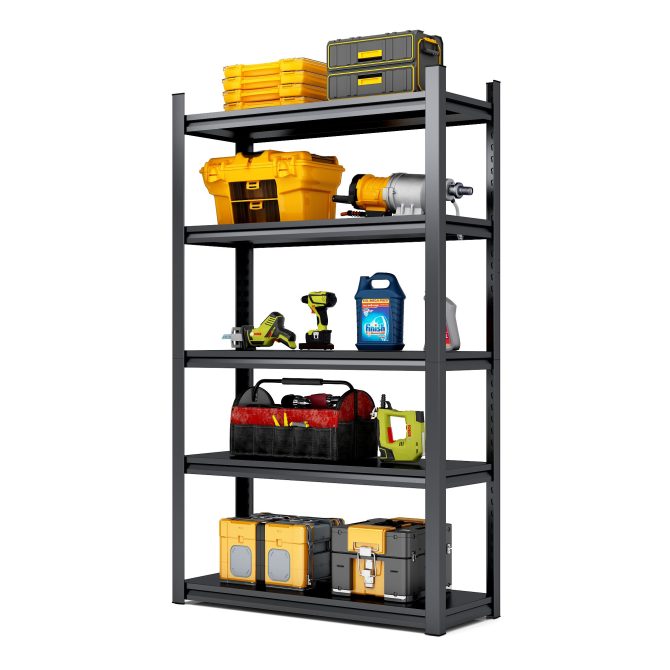 78"H 5 Tier Metal Shelves for Storage Garage Shelving 2000LBS Heavy Duty Storage Shelves Adjustable Garage Shelf Industrial Shelving Unit Storage Utility Rack,47.2"W*18"D*78"H,Black - Image 5