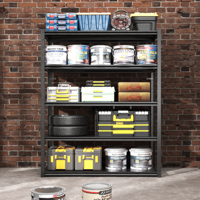 78"H 5 Tier Metal Shelves for Storage Garage Shelving 2000LBS Heavy Duty Storage Shelves Adjustable Garage Shelf Industrial Shelving Unit Storage Utility Rack,47.2"W*18"D*78"H,Black - Image 9