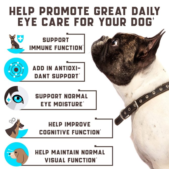 Eye Vitamins for Dogs Dog Vision Supplement for Tear Stains Dog Eye Care Immune Support Vitamin С Carrot Fish Oil Lutein 180 Soft Chews with Duck Flavor for All Breeds and Ages - Image 2