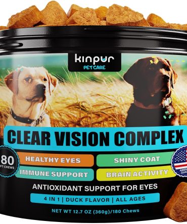 Eye Vitamins for Dogs Dog Vision Supplement for Tear Stains Dog Eye Care Immune Support Vitamin С Carrot Fish Oil Lutein 180 Soft Chews with Duck Flavor for All Breeds and Ages