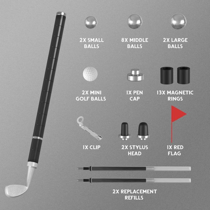 Rotated Transformed Mini Desktop Golf Ball Pen Set Gift with Flag, Multifunctional Magnet Writing Pen, Fidget Pen, Decompression Magnetic Pen, Cute Magnet Fidget Writing Pen - Image 5
