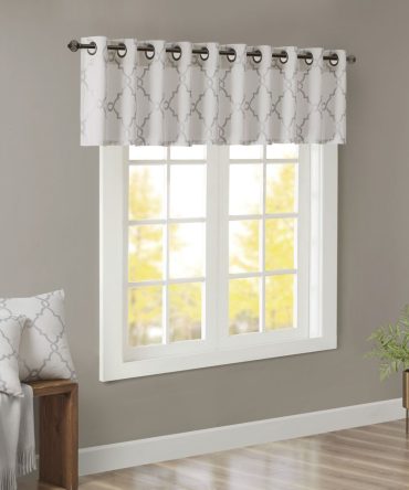 Fretwork Print Grommet Top Window Valance Ivory/Grey 50x18"