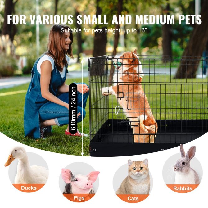 Dog Playpen 4 Panels Foldable Metal Dog Exercise Pen with Bottom Pad Cover - Image 3