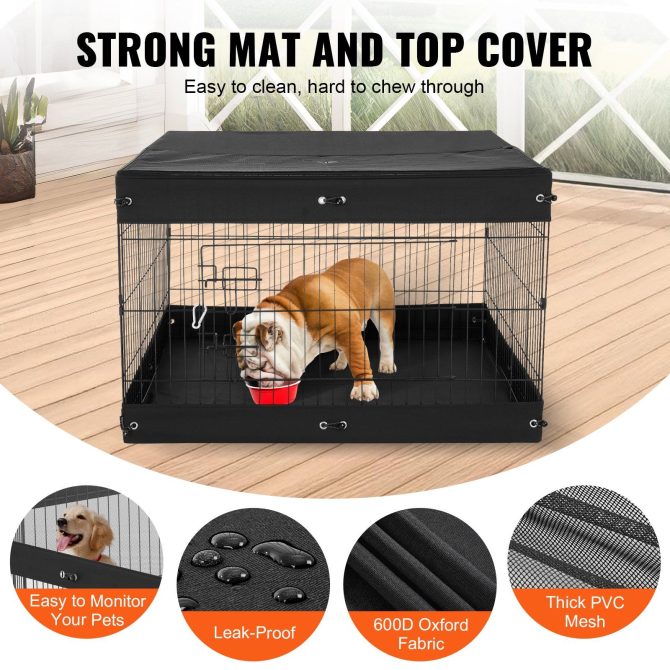 Dog Playpen 4 Panels Foldable Metal Dog Exercise Pen with Bottom Pad Cover - Image 4