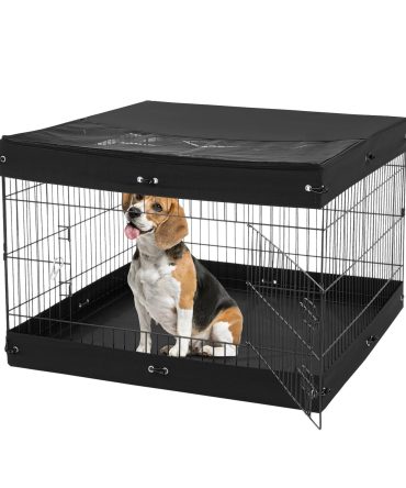 Dog Playpen 4 Panels Foldable Metal Dog Exercise Pen with Bottom Pad Cover