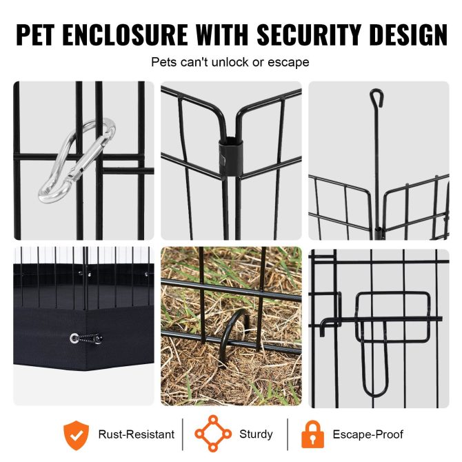 Dog Playpen 4 Panels Foldable Metal Dog Exercise Pen with Bottom Pad Cover - Image 5